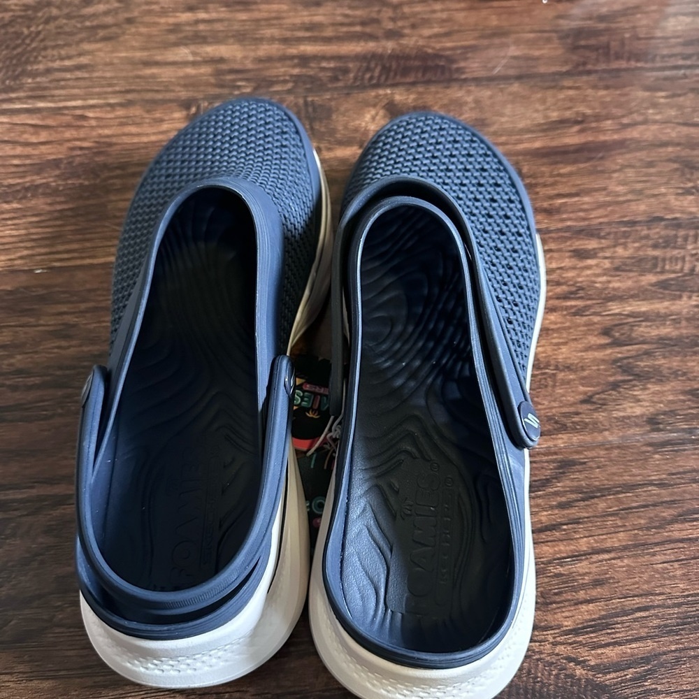 Skechers Blue and Cream Slip-On Loafers with Breathable Mesh - Picture 2 of 4